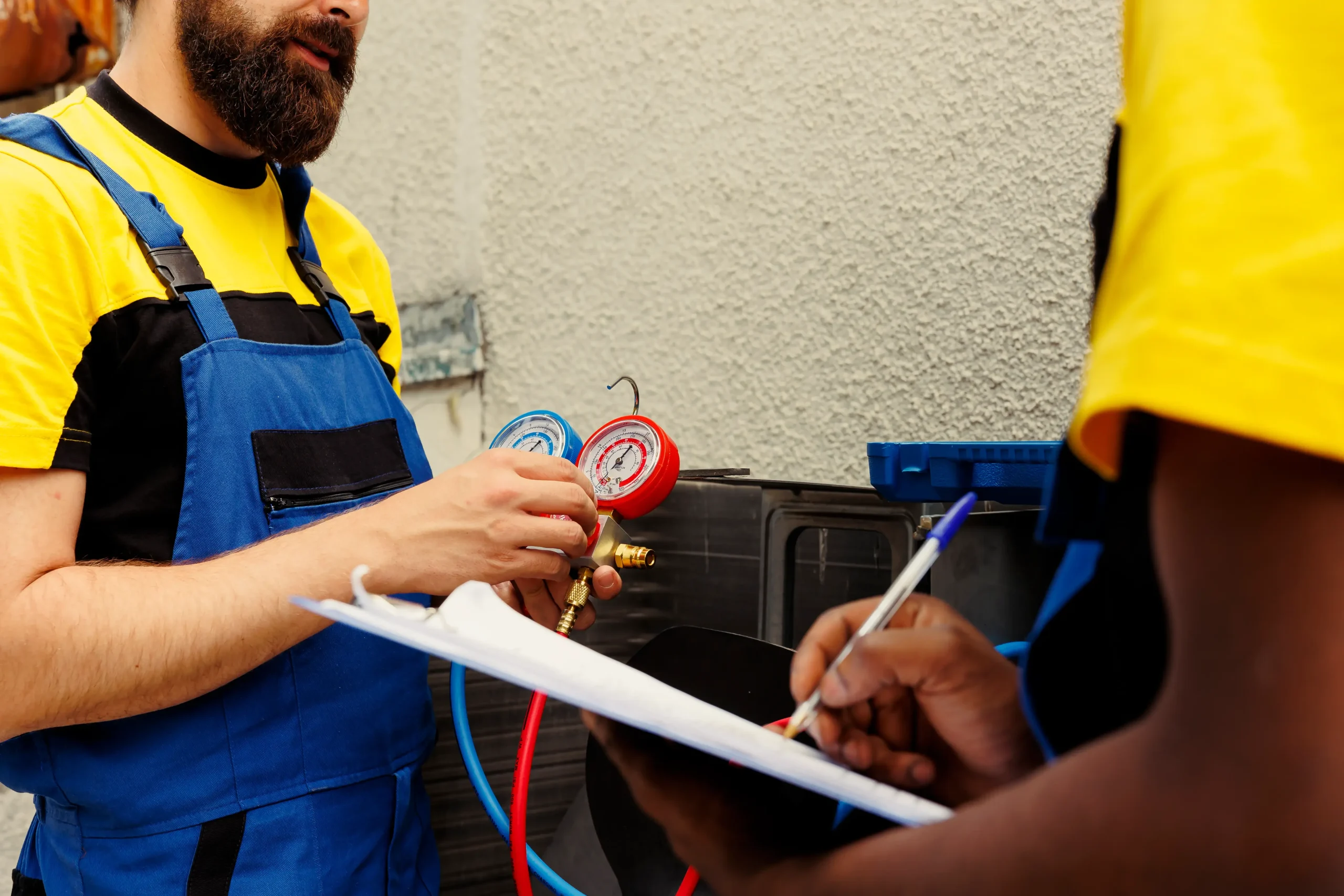 Elettricista che verifica un quadro dopo un corto circuito